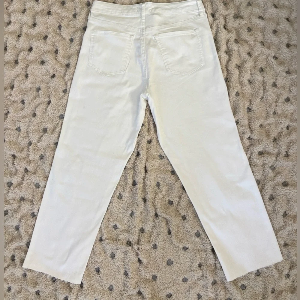 Jessica Simpson High Rise Straight Leg Ankle Cutoff Frayed Jeans  29 White Pants - Picture 3 of 11